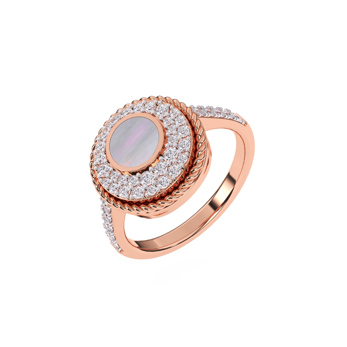 Round Halo Circle 14K Gold Diamond Ring
